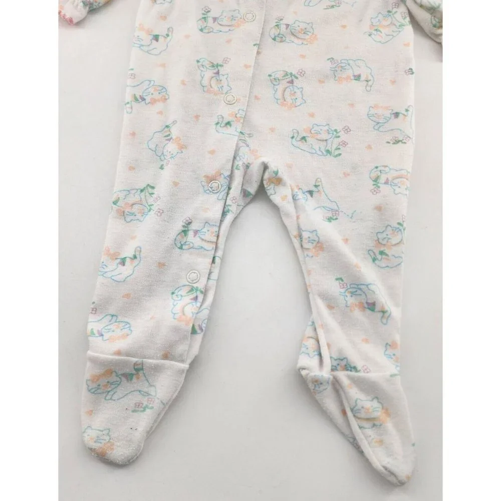 Vintage Carters Baby‎ Long Sleeve Footed One Piece Bodysuit Cat Print 12-17 Lbs